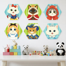 Carica l'immagine nel visualizzatore di Gallery, Mini Set Dipingere con i Numeri - Esagoni (6 pezzi) - Gatti in Costume