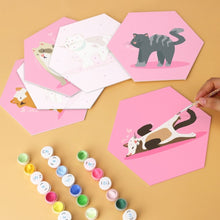 Carica l'immagine nel visualizzatore di Gallery, Mini Set Dipingere con i Numeri - Esagoni (6 pezzi) - Animali su Rosa