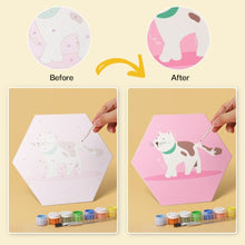 Carica l'immagine nel visualizzatore di Gallery, Mini Set Dipingere con i Numeri - Esagoni (6 pezzi) - Animali su Rosa