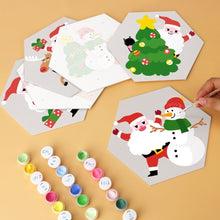 Carica l'immagine nel visualizzatore di Gallery, Mini Set Dipingere con i Numeri - Esagoni (6 pezzi) - Babbo Natale e Amici