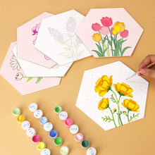 Carica l'immagine nel visualizzatore di Gallery, Mini Set Dipingere con i Numeri - Esagoni (6 pezzi) - Set Fiori