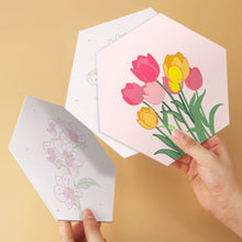 Carica l'immagine nel visualizzatore di Gallery, Mini Set Dipingere con i Numeri - Esagoni (6 pezzi) - Set Fiori