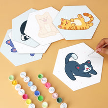 Carica l'immagine nel visualizzatore di Gallery, Mini Set Dipingere con i Numeri - Esagoni (6 pezzi) - Piccoli Gattini