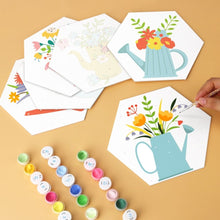 Carica l'immagine nel visualizzatore di Gallery, Mini Set Dipingere con i Numeri - Esagoni (6 pezzi) - Fiori nell'Annaffiatoio 2