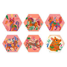 Carica l'immagine nel visualizzatore di Gallery, Mini Set Dipingere con i Numeri - Esagoni (6 pezzi) - Animali Boho Figured'Art