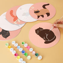 Carica l'immagine nel visualizzatore di Gallery, Mini Set Dipingere con i Numeri - Dischi di Ø20cm (6 pezzi) - Gatti Curiosi 2
