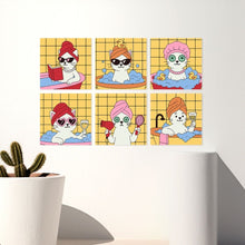 Carica l'immagine nel visualizzatore di Gallery, Mini Set Dipingere con i Numeri 20x20cm (6 pezzi) - Gatti alla Spa 1