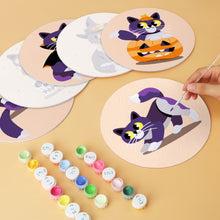 Carica l'immagine nel visualizzatore di Gallery, Mini Set Dipingere con i Numeri - Dischi di Ø20cm (6 pezzi) - Gatti e Magia di Mezzanotte