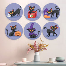 Carica l'immagine nel visualizzatore di Gallery, Mini Set Dipingere con i Numeri - Dischi di Ø20cm (6 pezzi) - Gatti e Stregoneria