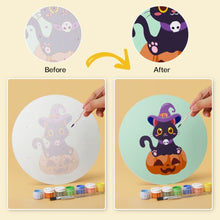 Carica l'immagine nel visualizzatore di Gallery, Mini Set Dipingere con i Numeri - Dischi di Ø20cm (6 pezzi) - Gattini ad Halloween