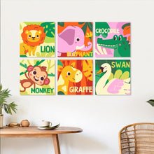Carica l'immagine nel visualizzatore di Gallery, Mini Set Dipingere con i Numeri 20x20cm (6 pezzi) - Animali Giocosi