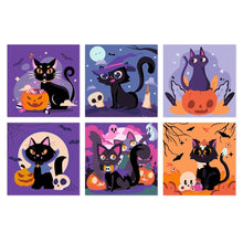Carica l'immagine nel visualizzatore di Gallery, Mini Set Dipingere con i Numeri 20x20cm (6 pezzi) - Gatti di Halloween Figured'Art