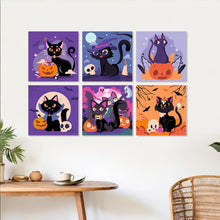 Carica l'immagine nel visualizzatore di Gallery, Mini Set Dipingere con i Numeri 20x20cm (6 pezzi) - Gatti di Halloween