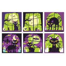 Carica l'immagine nel visualizzatore di Gallery, Mini Set Dipingere con i Numeri 20x20cm (6 pezzi) - Gatto eNotte di Halloween Figured'Art
