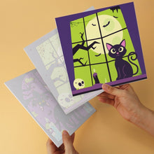 Carica l'immagine nel visualizzatore di Gallery, Mini Set Dipingere con i Numeri 20x20cm (6 pezzi) - Gatto eNotte di Halloween