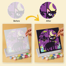 Carica l'immagine nel visualizzatore di Gallery, Mini Set Dipingere con i Numeri 20x20cm (6 pezzi) - Gatto eNotte di Halloween