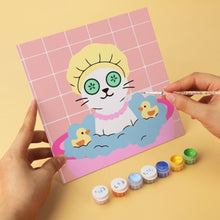 Carica l'immagine nel visualizzatore di Gallery, Mini Set Dipingere con i Numeri 20x20cm (6 pezzi) - Gatti alla Spa 2