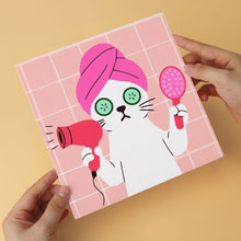 Carica l'immagine nel visualizzatore di Gallery, Mini Set Dipingere con i Numeri 20x20cm (6 pezzi) - Gatti alla Spa 2
