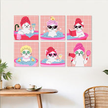 Carica l'immagine nel visualizzatore di Gallery, Mini Set Dipingere con i Numeri 20x20cm (6 pezzi) - Gatti alla Spa 2