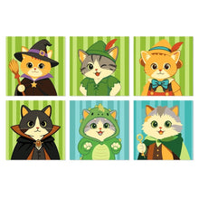 Carica l'immagine nel visualizzatore di Gallery, Mini Set Dipingere con i Numeri 20x20cm (6 pezzi) - Gatti Fantasy Figured'Art