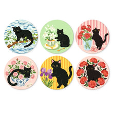 Carica l'immagine nel visualizzatore di Gallery, Mini Set Dipingere con i Numeri - Dischi di Ø20cm (6 pezzi) - Gatto Nero tra i Fiori Figured'Art