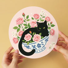 Carica l'immagine nel visualizzatore di Gallery, Mini Set Dipingere con i Numeri - Dischi di Ø20cm (6 pezzi) - Gatto Nero tra i Fiori