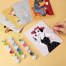 Carica l'immagine nel visualizzatore di Gallery, Mini Set Dipingere con i Numeri 15x20cm (6 pezzi) - Cani in Ghingheri