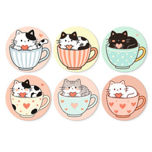 Carica l'immagine nel visualizzatore di Gallery, Mini Set Dipingere con i Numeri - Dischi di Ø20cm (6 pezzi) - Gatti e tazze da tè Figured'Art