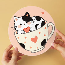 Carica l'immagine nel visualizzatore di Gallery, Mini Set Dipingere con i Numeri - Dischi di Ø20cm (6 pezzi) - Gatti e tazze da tè