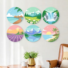 Carica l'immagine nel visualizzatore di Gallery, Mini Set Dipingere con i Numeri - Dischi di Ø20cm (6 pezzi) - Paesaggi da Sogno 2