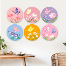 Carica l'immagine nel visualizzatore di Gallery, Mini Set Dipingere con i Numeri - Dischi di Ø20cm (6 pezzi) - Fiori e Farfalle