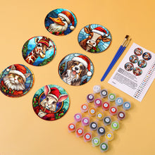 Carica l&#39;immagine nel visualizzatore di Gallery, Set di 6 Sottobicchieri da Dipingere con i numeri (15cm diametro) - Natalizi