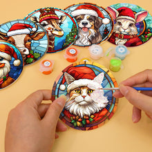 Carica l&#39;immagine nel visualizzatore di Gallery, Set di 6 Sottobicchieri da Dipingere con i numeri (15cm diametro) - Natalizi