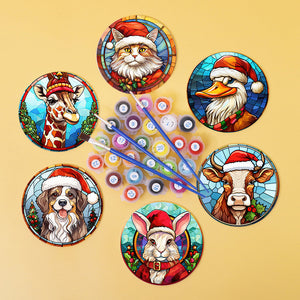 Set di 6 Sottobicchieri da Dipingere con i numeri (15cm diametro) - Natalizi