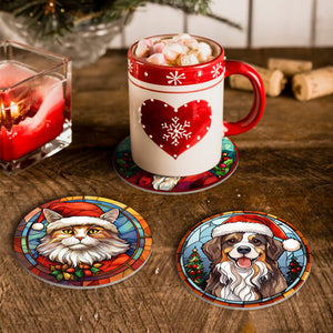 Set di 6 Sottobicchieri da Dipingere con i numeri (15cm diametro) - Natalizi