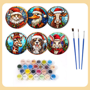 Set di 6 Sottobicchieri da Dipingere con i numeri (15cm diametro) - Natalizi