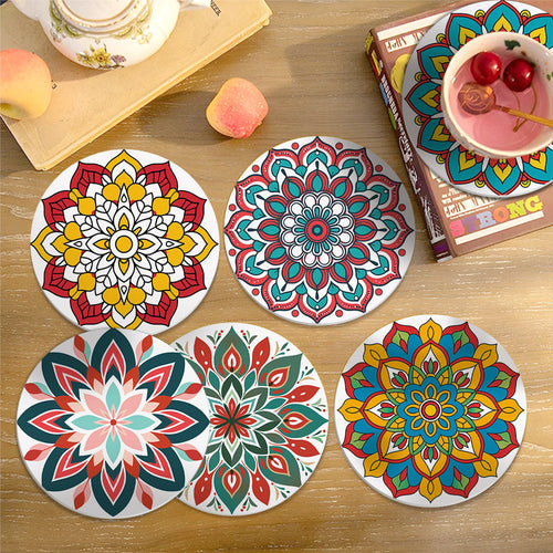 Dipingere con i numeri Sottobicchieri 15cm (6 pezzi) - Mandala Colorato
