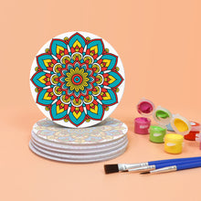 Carica l&#39;immagine nel visualizzatore di Gallery, Set di 6 Sottobicchieri da Dipingere con i numeri (15cm diametro) - Mandala Colorato