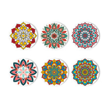 Carica l&#39;immagine nel visualizzatore di Gallery, Set di 6 Sottobicchieri da Dipingere con i numeri (15cm diametro) - Mandala Colorato