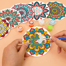 Carica l&#39;immagine nel visualizzatore di Gallery, Set di 6 Sottobicchieri da Dipingere con i numeri (15cm diametro) - Mandala Colorato