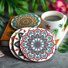 Carica l&#39;immagine nel visualizzatore di Gallery, Set di 6 Sottobicchieri da Dipingere con i numeri (15cm diametro) - Mandala Colorato
