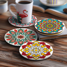 Carica l&#39;immagine nel visualizzatore di Gallery, Set di 6 Sottobicchieri da Dipingere con i numeri (15cm diametro) - Mandala Colorato