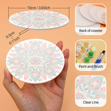 Carica l&#39;immagine nel visualizzatore di Gallery, Set di 6 Sottobicchieri da Dipingere con i numeri (15cm diametro) - Mandala Colorato
