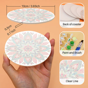 Set di 6 Sottobicchieri da Dipingere con i numeri (15cm diametro) - Mandala Colorato
