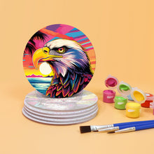 Carica l&#39;immagine nel visualizzatore di Gallery, Set di 6 Sottobicchieri da Dipingere con i numeri (15cm diametro) - Animali Pop Art