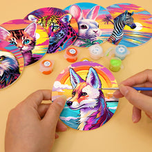 Carica l&#39;immagine nel visualizzatore di Gallery, Set di 6 Sottobicchieri da Dipingere con i numeri (15cm diametro) - Animali Pop Art