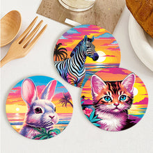Carica l&#39;immagine nel visualizzatore di Gallery, Set di 6 Sottobicchieri da Dipingere con i numeri (15cm diametro) - Animali Pop Art