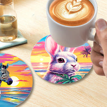 Carica l&#39;immagine nel visualizzatore di Gallery, Set di 6 Sottobicchieri da Dipingere con i numeri (15cm diametro) - Animali Pop Art