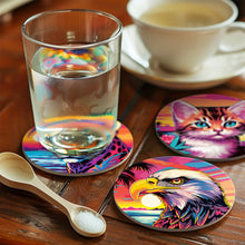 Carica l&#39;immagine nel visualizzatore di Gallery, Set di 6 Sottobicchieri da Dipingere con i numeri (15cm diametro) - Animali Pop Art