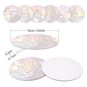 Set di 6 Sottobicchieri da Dipingere con i numeri (15cm diametro) - Animali Pop Art